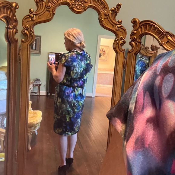 St. John watercolor print silk midi dress - Picture 10 of 13